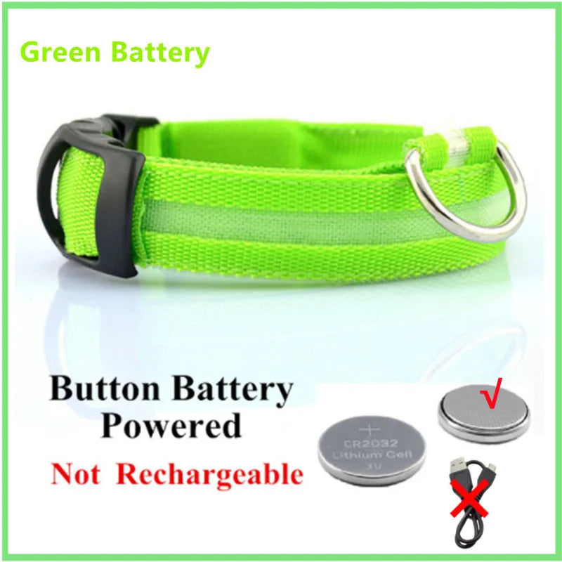 LED Glowing Rechargeable Dog Collar Night Safety