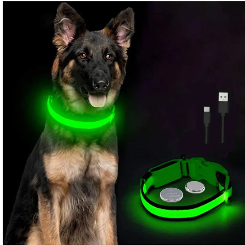LED Glowing Rechargeable Dog Collar Night Safety