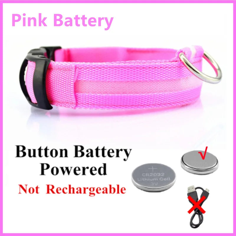 LED Glowing Rechargeable Dog Collar Night Safety