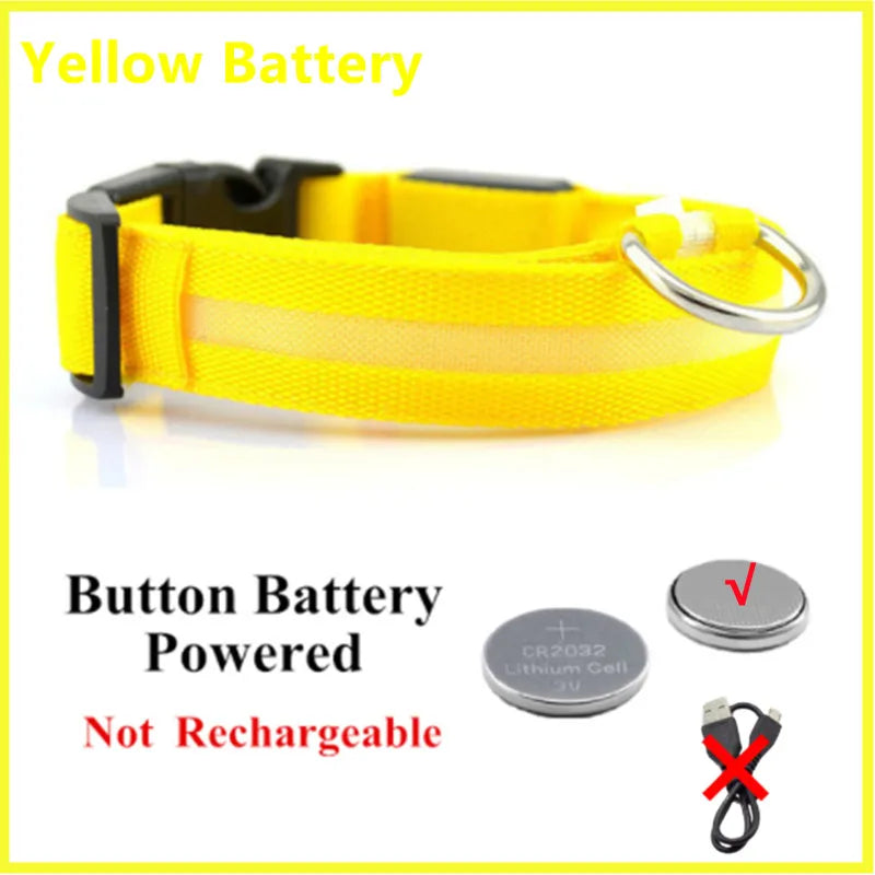 LED Glowing Rechargeable Dog Collar Night Safety