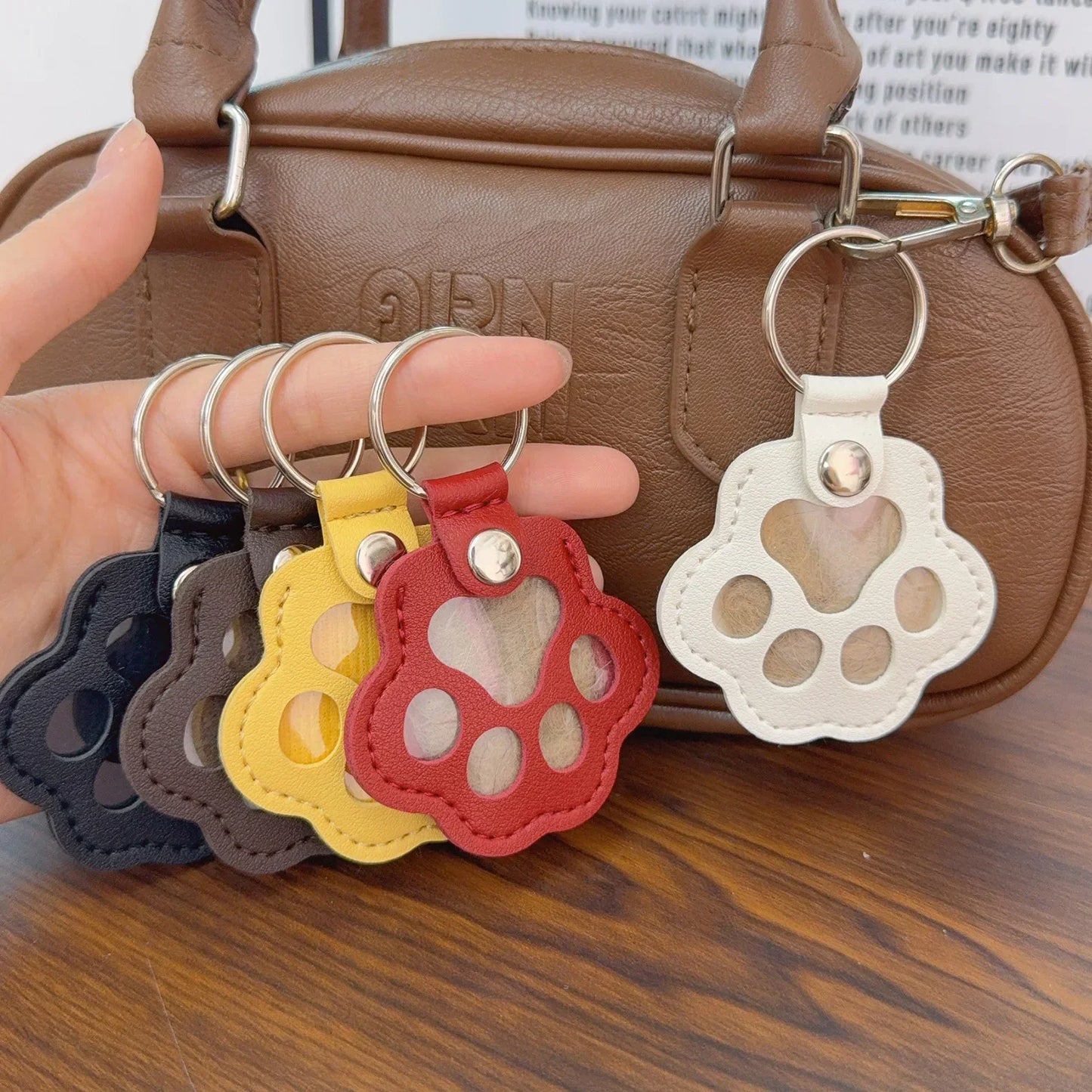 Kawaii Pet Hair Storage Paw Keychain Container