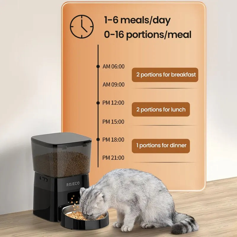 ROJECO Automatic Smart Pet Feeder for Cats Dogs