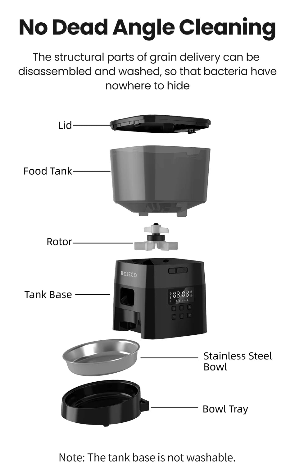 ROJECO Automatic Smart Pet Feeder for Cats Dogs