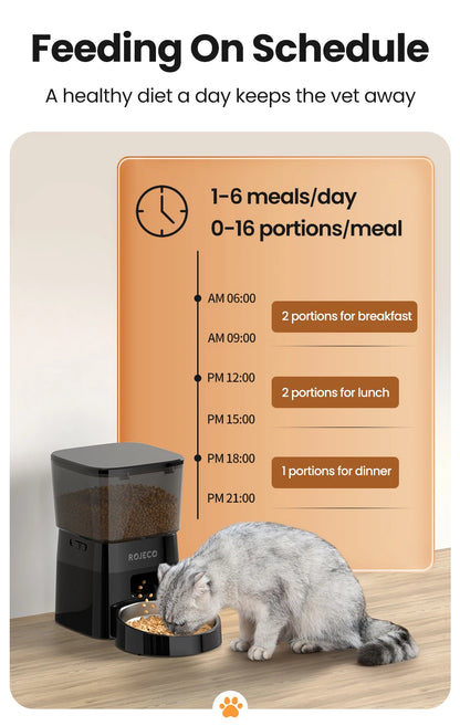 ROJECO Automatic Smart Pet Feeder for Cats Dogs