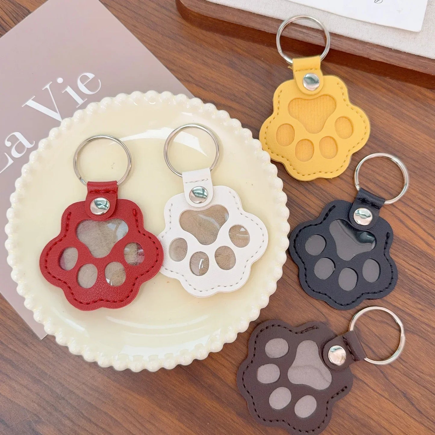 Kawaii Pet Hair Storage Paw Keychain Container