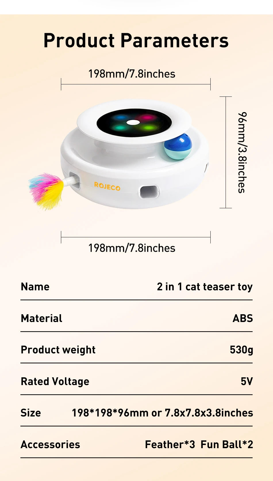 ROJECO 2 in 1 Smart Interactive Pet Toy