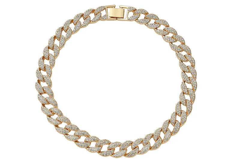 Luxury Gold Diamond Dog Collar Cuban Chain