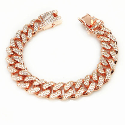 Luxury Rhinestone Cuban Link Cat Collar Necklace