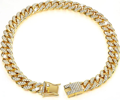 Luxury Rhinestone Cuban Link Cat Collar Necklace