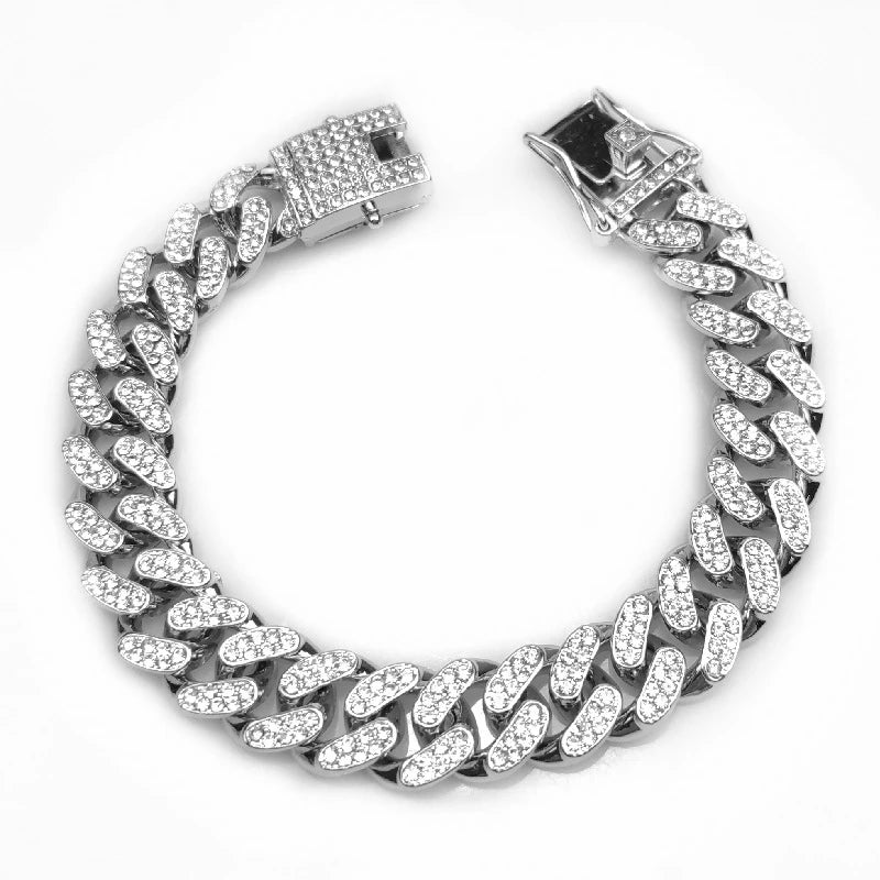 Luxury Rhinestone Cuban Link Cat Collar Necklace