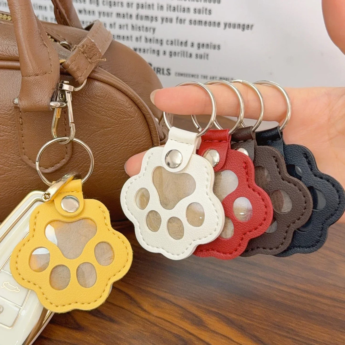 Kawaii Pet Hair Storage Paw Keychain Container