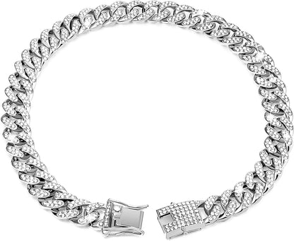 Luxury Rhinestone Cuban Link Cat Collar Necklace