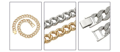 Luxury Gold Diamond Dog Collar Cuban Chain