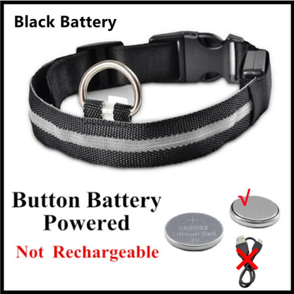 LED Glowing Rechargeable Dog Collar Night Safety