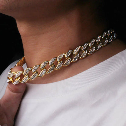 Luxury Gold Diamond Dog Collar Cuban Chain