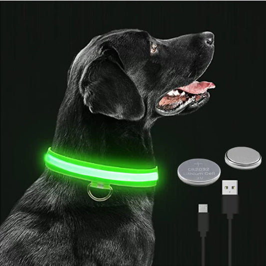 LED Glowing Rechargeable Dog Collar Night Safety
