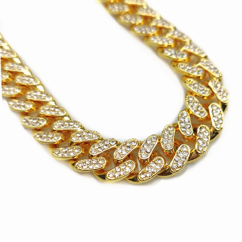 Luxury Rhinestone Cuban Link Cat Collar Necklace