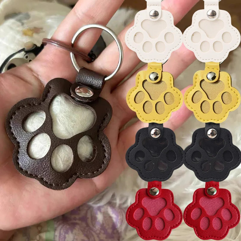 Kawaii Pet Hair Storage Paw Keychain Container