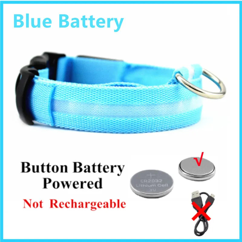 LED Glowing Rechargeable Dog Collar Night Safety
