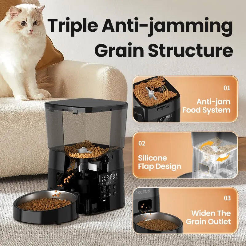 ROJECO Automatic Smart Pet Feeder for Cats Dogs
