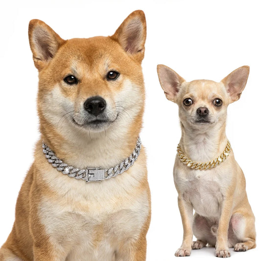 Luxury Rhinestone Cuban Link Cat Collar Necklace