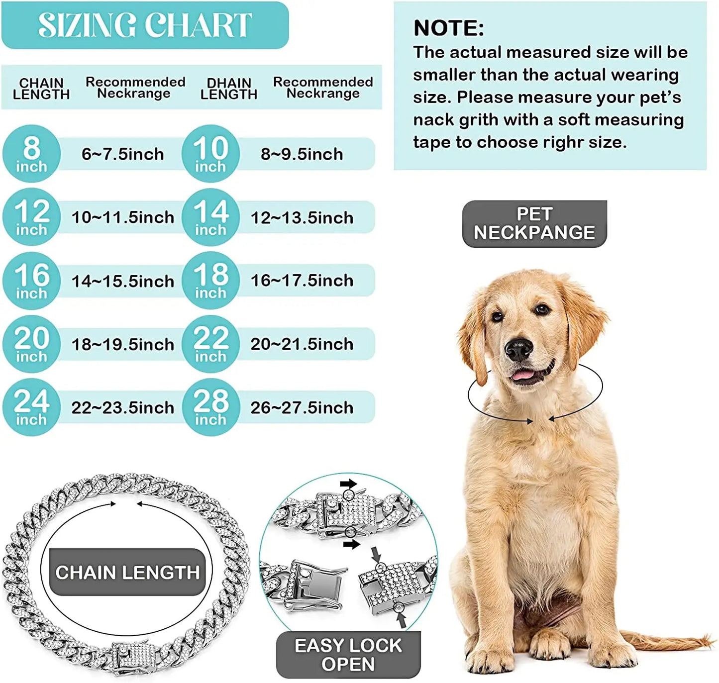 Luxury Rhinestone Cuban Link Cat Collar Necklace
