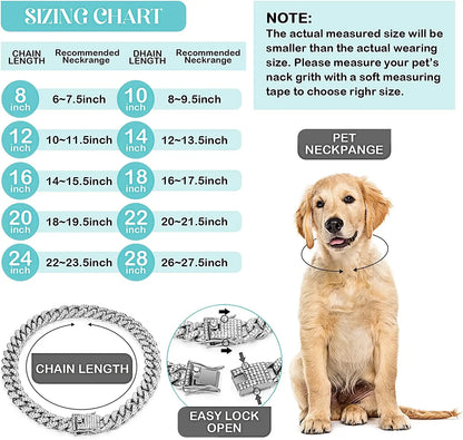 Luxury Rhinestone Cuban Link Cat Collar Necklace
