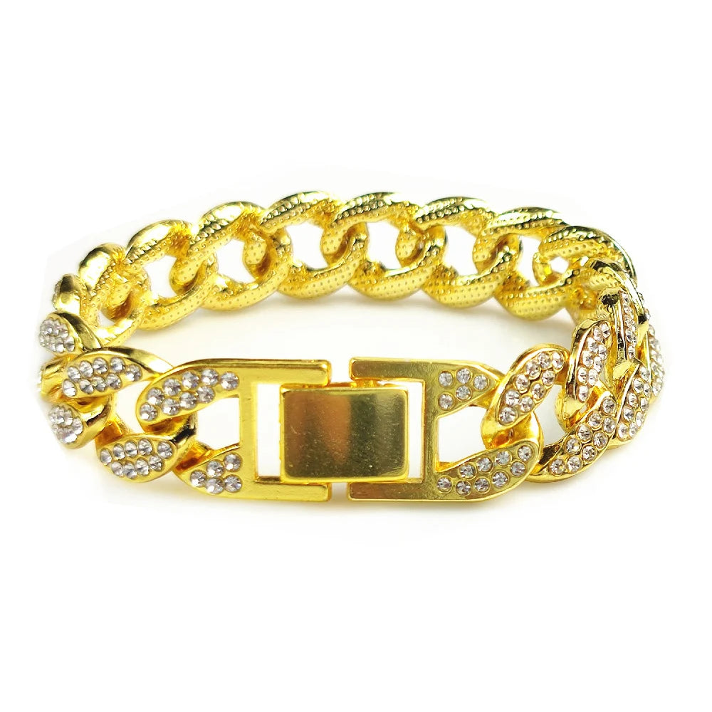 Luxury Gold Diamond Dog Collar Cuban Chain