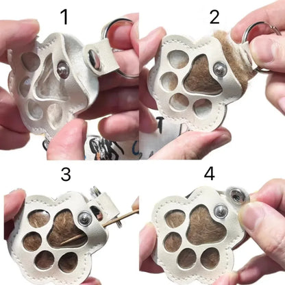 Kawaii Pet Hair Storage Paw Keychain Container