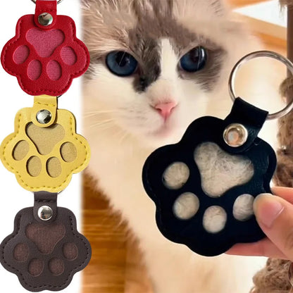 Kawaii Pet Hair Storage Paw Keychain Container