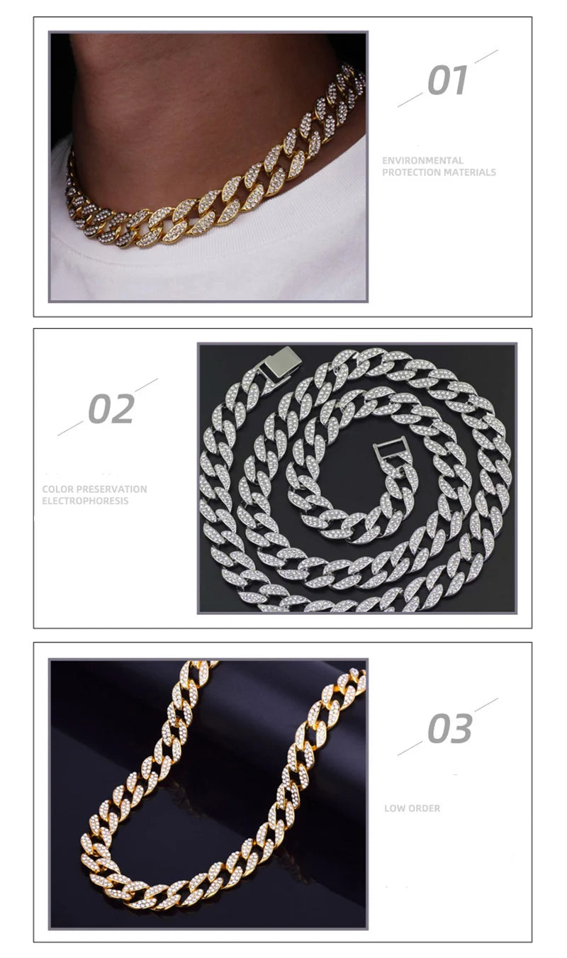 Luxury Gold Diamond Dog Collar Cuban Chain