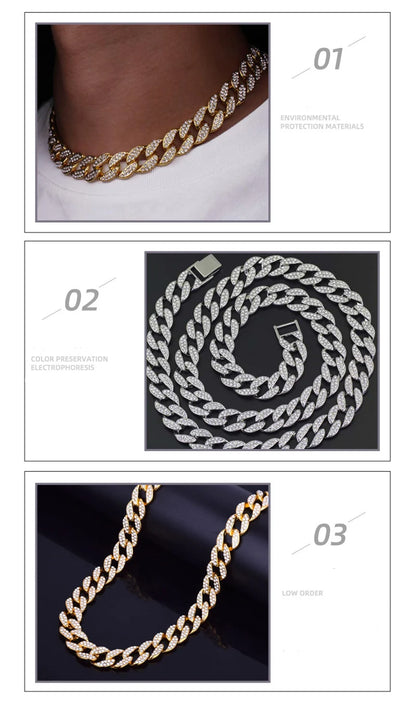 Luxury Gold Diamond Dog Collar Cuban Chain