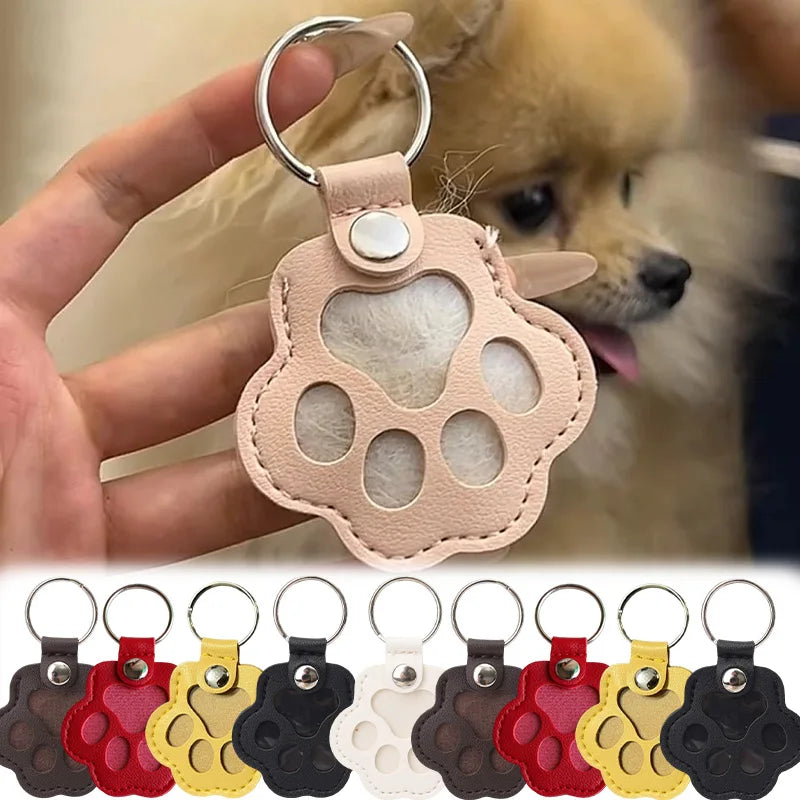 Kawaii Pet Hair Storage Paw Keychain Container
