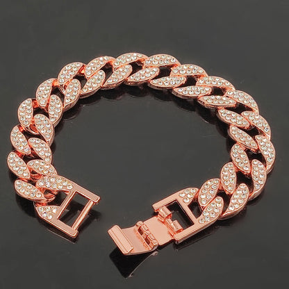 Luxury Gold Diamond Dog Collar Cuban Chain