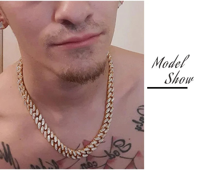 Luxury Gold Diamond Dog Collar Cuban Chain